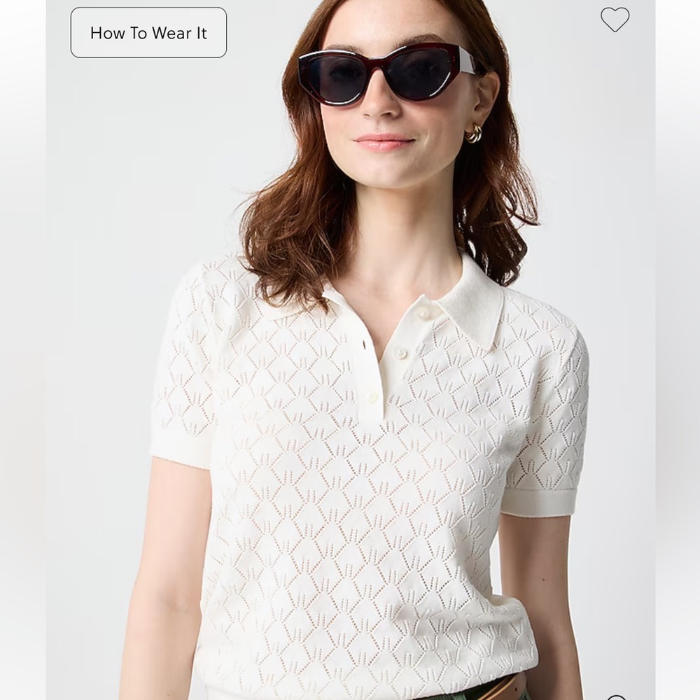 JCrew Factory Short-sleeve Pointelle Sweater Polo, size Small.